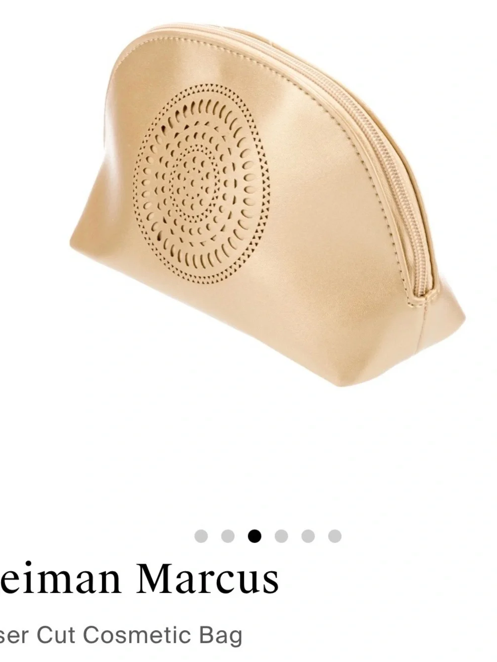 Neiman Marcus Metallic Gold Laser-Cut Cosmetic Pouch